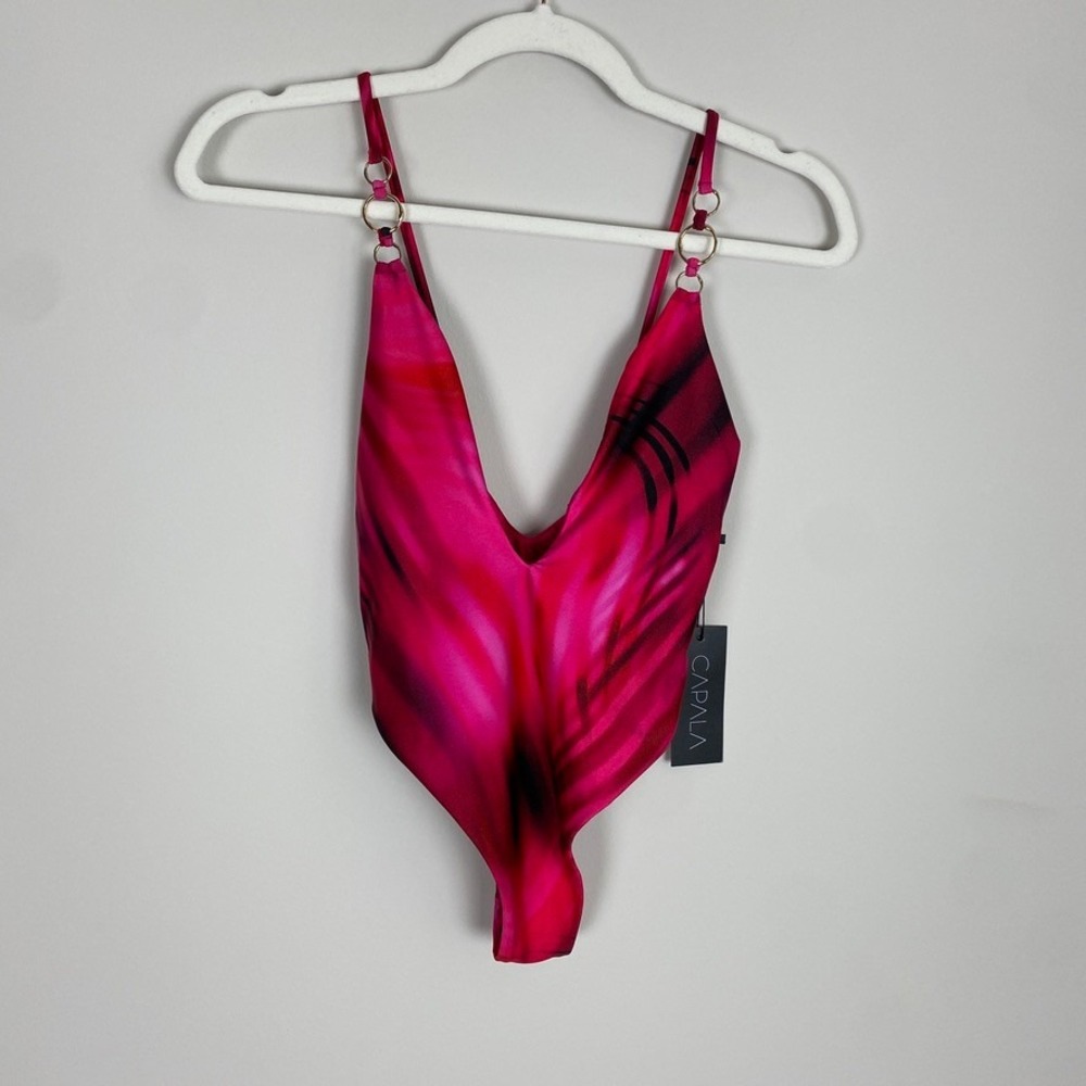 CAPALA Celine Aurora One Piece Swimsuit Small Abstract Print Ring High Cut
